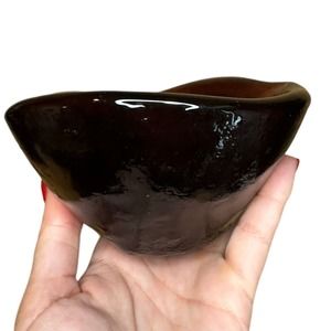 Dark Purple Thick Art Glass Bowl Candy Dish .25 in Thick 3" x 5.5" Grape Vintage